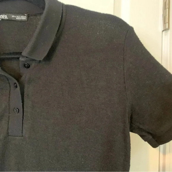 Zara Black Short Sleeve Cropped Polo Shirt, size S - Picture 4 of 7